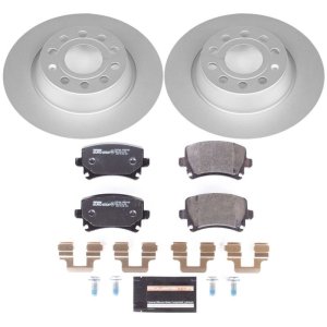 Audi A3 Brake Kit - Rear - PowerStop - Genuine Geomet Coated Rotors + ECE-R90 Brake Pads - 2013