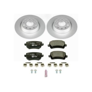 Audi A3 Brake Kit - Rear - PowerStop - Genuine Geomet Coated Rotors + ECE-R90 Brake Pads - 2013