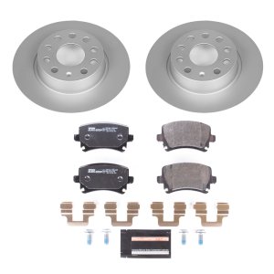 Audi A3 Brake Kit - Rear - PowerStop - Genuine Geomet Coated Rotors + ECE-R90 Brake Pads - 2013