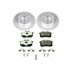 Audi A3 Brake Kit - Rear - PowerStop - Genuine GEOMET Coated Rotors + ECE-R90 Certified Pads - `10-`13
