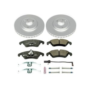 Audi A4 Brake Kit - Front - PowerStop - Genuine Geomet Coated Rotors + ECE-R90 Brake Pads - `09-`11