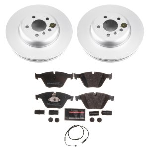 BMW 535i Brake Kit - Front - PowerStop - Genuine Geomet Coated Rotors + ECE-R90 Brake Pads + Hardware Kit - `11-`16
