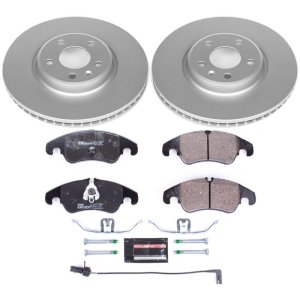 Audi A4 Brake Kit - Front - PowerStop - Genuine Geomet Coated Rotors + ECE-R90 Brake Pads - `12-`16