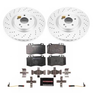 Mercedes-Benz C32 AMG Brake Kit - Front - PowerStop - Genuine Geomet Coated Rotors + ECE-R90 Brake Pads - `02-`04