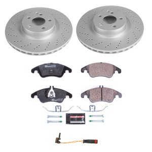 Mercedes-Benz C250 Brake Kit - Front - PowerStop - Genuine Geomet Coated Rotors + ECE-R90 Certified Pads - `12-`15