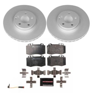 Mercedes-Benz E550 Brake Kit - Front - PowerStop - Euro-Stop, Genuine Geomet Coated Rotors, ECE-R90 Certified Pads - `07-`09