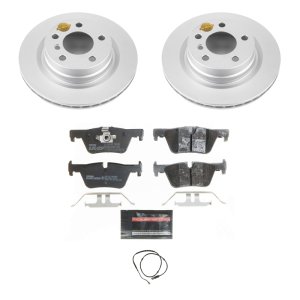 BMW 3 Series Brake Kit - Rear - PowerStop - Genuine Geomet Coated Rotors + ECE-R90 Certified Pads with Hardware - `14-`18