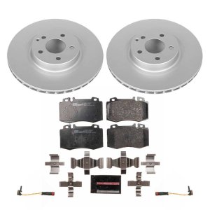 Mercedes-Benz SL500 Brake Kit - Front - PowerStop - Genuine Geomet Fully Coated Rotors + ECE-R90 Certified Pads - 2003