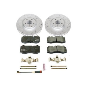 Mercedes-Benz CL550 Brake Kit - Front - PowerStop - Genuine Geomet Coated Rotors + ECE-R90 Certified Pads + Hardware Kit - `09-`14