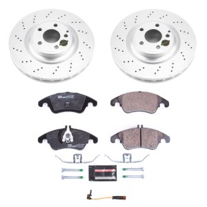 Mercedes-Benz SLC300 Brake Kit - Front - PowerStop - Genuine Geomet Coated Rotors + ECE-R90 Brake Pads + Hardware Kit - `17-`18