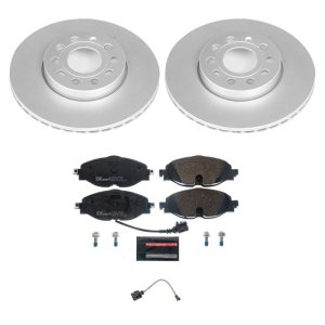 Audi A3 Brake Kit - Front - PowerStop - Genuine Geomet Coated Rotors + ECE-R90 Certified Pads - `15-`18