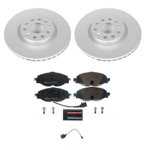 Audi A3 Brake Kit - Front - PowerStop - Genuine Geomet Coated Rotors + ECE-R90 Certified Pads - `15-`18