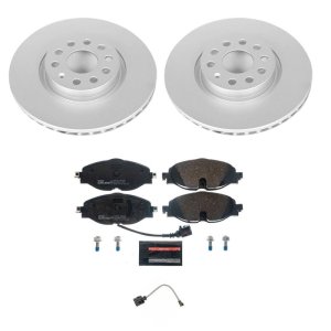 Audi A3 Brake Kit - Front - PowerStop - Genuine Geomet Coated Rotors + ECE-R90 Certified Pads - `15-`18