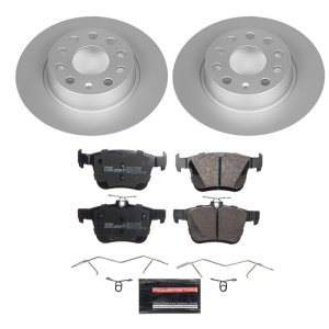 Audi A3 Brake Kit - Rear - PowerStop - Genuine Geomet Coated Rotors + ECE-R90 Certified Pads - `15-`20 Audi A3 Brake Kit - Rear - PowerStop - Genuine Geomet Coated Rotors + ECE-R90 Certified Pads - `15-`20