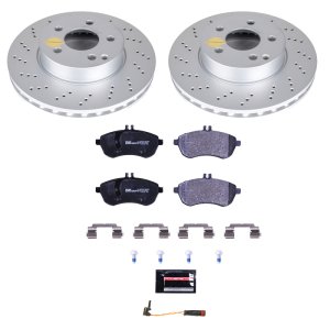 Mercedes-Benz C250 Brake Kit - Front - PowerStop - Genuine Geomet Coated Rotors + ECE-R90 Certified Pads - 2015