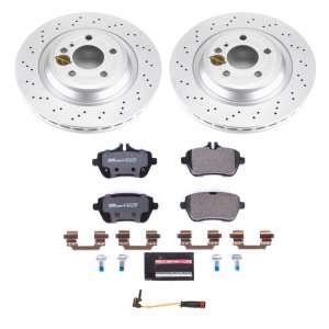 Mercedes-Benz SL400 Brake Kit - Rear - PowerStop - Euro-Stop Kit, ECE-R90 Certified Pads, Genuine Geomet Coated Rotors - `15-`16