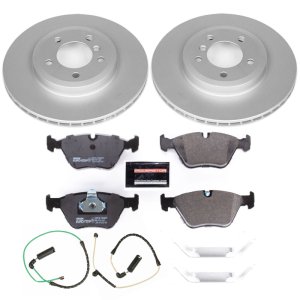 BMW 3 Series Brake Kit - Front - PowerStop - Genuine Geomet Coated Rotors + ECE-R90 Brake Pads + Hardware Kit - `01-`06