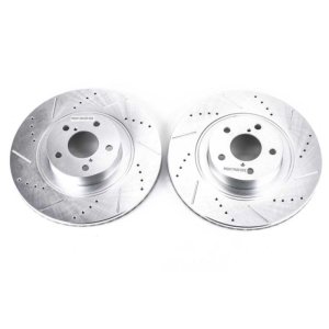 Subaru Baja Brake Rotor (2) - Front - PowerStop - Evolution Drilled & Slotted - Silver - `04-`06 Subaru Baja Brake Rotor (2) - Front - PowerStop - Evolution Drilled & Slotted - Silver - `04-`06