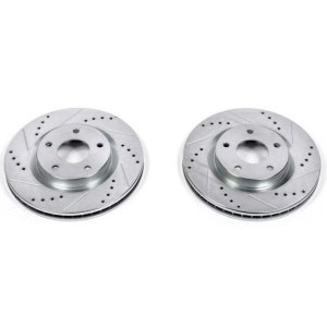 Nissan Rogue Brake Rotors (2) - Front - PowerStop - Evolution Drilled & Slotted - Silver - `08-`13