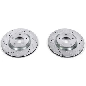 Nissan Rogue Brake Rotors (2) - Front - PowerStop - Evolution Drilled & Slotted - Silver - `08-`13