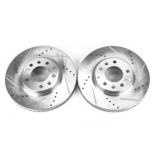 Mazda CX-7 Brake Rotors (2) - Front - PowerStop - Evolution Drilled & Slotted Rotors - Silver - `07-`12 Mazda CX-7 Brake Rotors (2) - Front - PowerStop - Evolution Drilled & Slotted Rotors - Silver - `07-`12