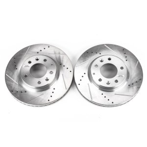 Mazda CX-7 Brake Rotors (2) - Front - PowerStop - Evolution Drilled & Slotted Rotors - Silver - `07-`12