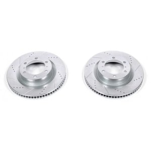 Toyota 4Runner Brake Rotors (2) - Front - PowerStop - Evolution Drilled & Slotted - Silver Zinc - `10-`24 Toyota 4Runner Brake Rotors (2) - Front - PowerStop - Evolution Drilled & Slotted - Silver Zinc - `10-`24