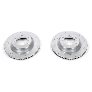 Toyota 4Runner Brake Rotors (2) - Front - PowerStop - Evolution Drilled & Slotted - Silver Zinc - `10-`24 Toyota 4Runner Brake Rotors (2) - Front - PowerStop - Evolution Drilled & Slotted - Silver Zinc - `10-`24