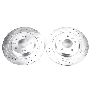 Mitsubishi Eclipse Cross Brake Rotor (2) - Rear - PowerStop - Evolution Drilled & Slotted Zinc Plated Rotors - Silver - 2018