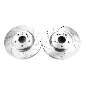 Honda Accord Brake Rotors (2) - Front - PowerStop - Evolution Drilled & Slotted - Silver - 2018 Honda Accord Brake Rotors (2) - Front - PowerStop - Evolution Drilled & Slotted - Silver - 2018