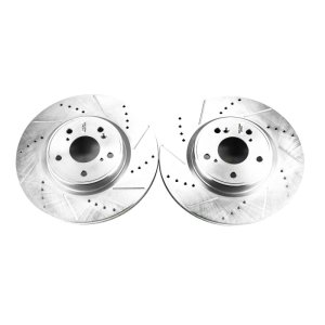 Honda Accord Brake Rotors (2) - Front - PowerStop - Evolution Drilled & Slotted - Silver - 2018