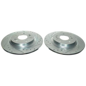 Kia Sorento Brake Rotors (2) - Rear - PowerStop - Evolution Drilled & Slotted - Silver - 2021