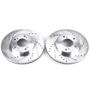 Honda CR-V Brake Rotors (2) - Front - PowerStop - Evolution Drilled & Slotted - Silver - `97-`01 Honda CR-V Brake Rotors (2) - Front - PowerStop - Evolution Drilled & Slotted - Silver - `97-`01