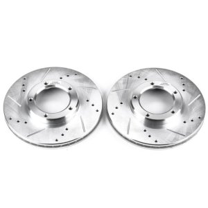 Toyota Tacoma Brake Rotors (2) - Front - PowerStop - Evolution Drilled & Slotted - Silver - `95-`04 Toyota Tacoma Brake Rotors (2) - Front - PowerStop - Evolution Drilled & Slotted - Silver - `95-`04