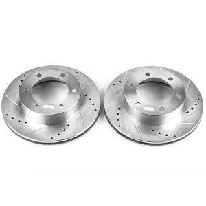 Toyota 4Runner Brake Rotors (2) - Front - PowerStop - Evolution Drilled & Slotted - Silver - `96-`02 Toyota 4Runner Brake Rotors (2) - Front - PowerStop - Evolution Drilled & Slotted - Silver - `96-`02