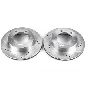Toyota 4Runner Brake Rotors (2) - Front - PowerStop - Evolution Drilled & Slotted - Silver - `96-`02 Toyota 4Runner Brake Rotors (2) - Front - PowerStop - Evolution Drilled & Slotted - Silver - `96-`02
