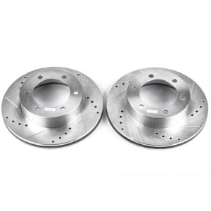 Toyota Tacoma Brake Rotors (2) - Front - PowerStop - Evolution Drilled & Slotted - Silver - `95-`04 Toyota Tacoma Brake Rotors (2) - Front - PowerStop - Evolution Drilled & Slotted - Silver - `95-`04