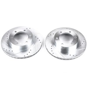 Toyota 4Runner Brake Rotors (2) - Front - PowerStop - Evolution Drilled & Slotted - Silver - `96-`02 Toyota 4Runner Brake Rotors (2) - Front - PowerStop - Evolution Drilled & Slotted - Silver - `96-`02
