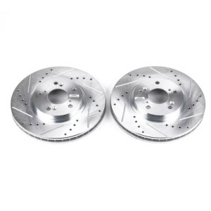 Acura CL Brake Rotors (2) - Front - PowerStop - Evolution Drilled & Slotted - Silver - `01-`03