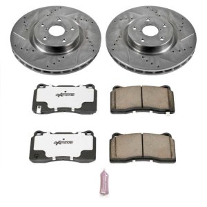 Subaru WRX STI Brake Kit - Front - PowerStop - Drilled & Slotted Rotors + Carbon-Fiber Ceramic Pads - `15-`17 Subaru WRX STI Brake Kit - Front - PowerStop - Drilled & Slotted Rotors + Carbon-Fiber Ceramic Pads - `15-`17