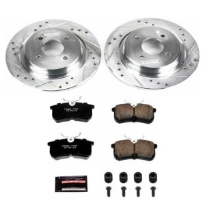 Ford Focus Brake Kit - Rear - PowerStop - Drilled & Slotted Rotors + Carbon-Fiber Ceramic Pads - `02-`04 Ford Focus Brake Kit - Rear - PowerStop - Drilled & Slotted Rotors + Carbon-Fiber Ceramic Pads - `02-`04
