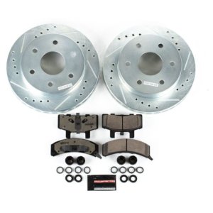 Cadillac Escalade Brake Kit - Front - PowerStop - Drilled & Slotted Rotors + Carbon-Fiber Ceramic Pads - `99-`00