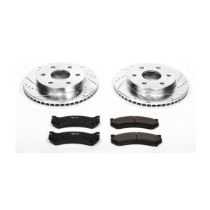 Cadillac Escalade Brake Kit - Front - PowerStop - Z23 Evolution Sport + Carbon-Fiber Ceramic Pads + Drilled & Slotted Rotors - `02-`06
