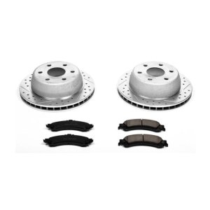 Cadillac Escalade Brake Kit - Rear - PowerStop - Drilled & Slotted Rotors + Carbon-Fiber Ceramic Pads - `02-`06