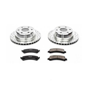 Cadillac Escalade Brake Kit - Rear - PowerStop - Drilled & Slotted Rotors + Carbon-Fiber Ceramic Pads - `03-`06