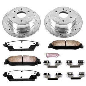 Cadillac Escalade Brake Kit - Rear - PowerStop - Drilled & Slotted Rotors + Carbon-Fiber Ceramic Pads + Hardware - `07-`14
