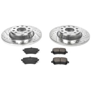 Audi A3 Brake Kit - Rear - PowerStop - Drilled & Slotted Rotors + Carbon-Fiber Ceramic Pads - `06-`09 Audi A3 Brake Kit - Rear - PowerStop - Drilled & Slotted Rotors + Carbon-Fiber Ceramic Pads - `06-`09