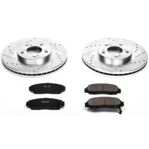 Acura RL Brake Kit - Front - PowerStop - Drilled & Slotted Rotors + Carbon-Fiber Ceramic Pads - `99-`04