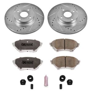 Mazda Miata Brake Kit - Front - PowerStop - Z26 Street Warrior + Carbon-Fiber Ceramic Pads + Drilled & Slotted Rotors - `01-`05 Mazda Miata Brake Kit - Front - PowerStop - Z26 Street Warrior + Carbon-Fiber Ceramic Pads + Drilled & Slotted Rotors - `01-`05
