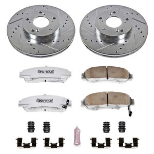 Honda Accord Brake Kit - Front - PowerStop - Drilled & Slotted Rotors + Carbon-Fiber Ceramic Pads - `03-`07 Honda Accord Brake Kit - Front - PowerStop - Drilled & Slotted Rotors + Carbon-Fiber Ceramic Pads - `03-`07